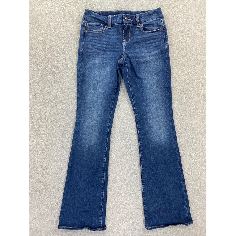 American Eagle Curvy Kick Boot Jeans Women's 4 Blue Stretch Dark Wash Denim